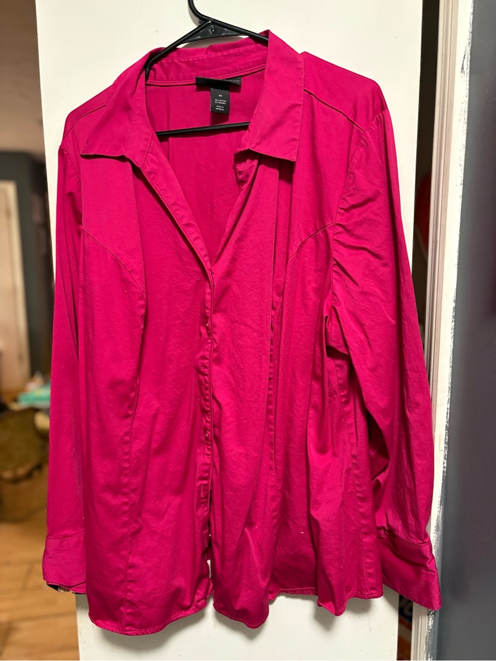 Lane Bryant Hot Pink Button-Front Blouse
